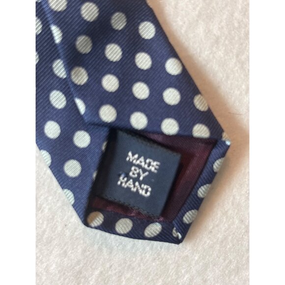 Polo By Ralph Lauren Mens Silk Polka Dot Tie Blue & White - Picture 6 of 7